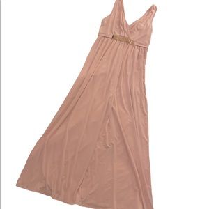 Greek goddess pink and rose gold maxi dress